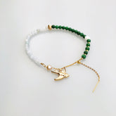Beaded Bird and Flower Jadeite Bracelet
